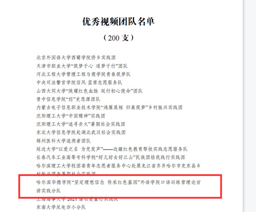 我校“口语训练营”社会实践项目在全国2021年暑期“三下乡”社会实践活动中喜获佳绩